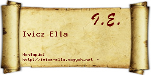 Ivicz Ella névjegykártya